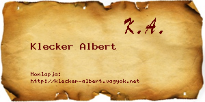 Klecker Albert névjegykártya