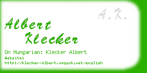 albert klecker business card
